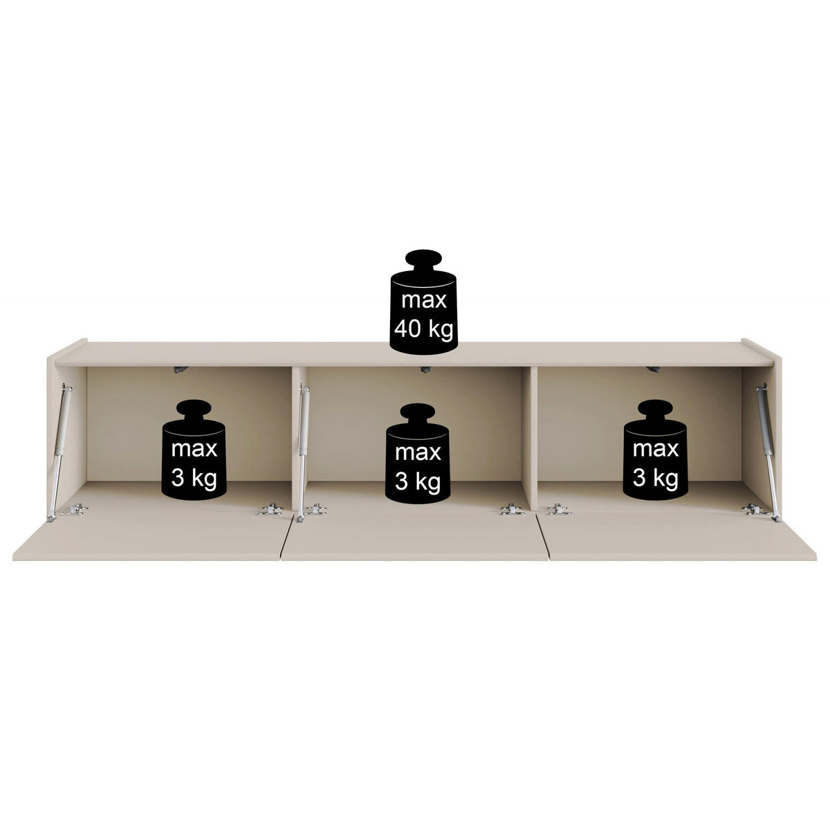 TV-LOWBOARD Magro 2-türig hängend oder stehend, Kaschmirgrau, 180 cm - Taupe, Holzwerkstoff (180/46.2/39cm) - Selsey