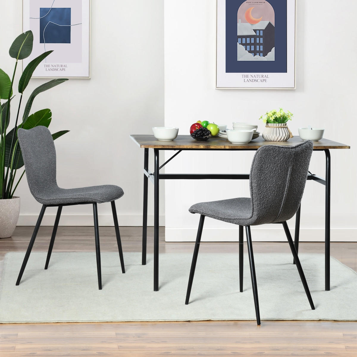 STUHL-SET 2 Stück in Samt - Grau, Textil/Metall (42/82/47cm) - Urban Meuble