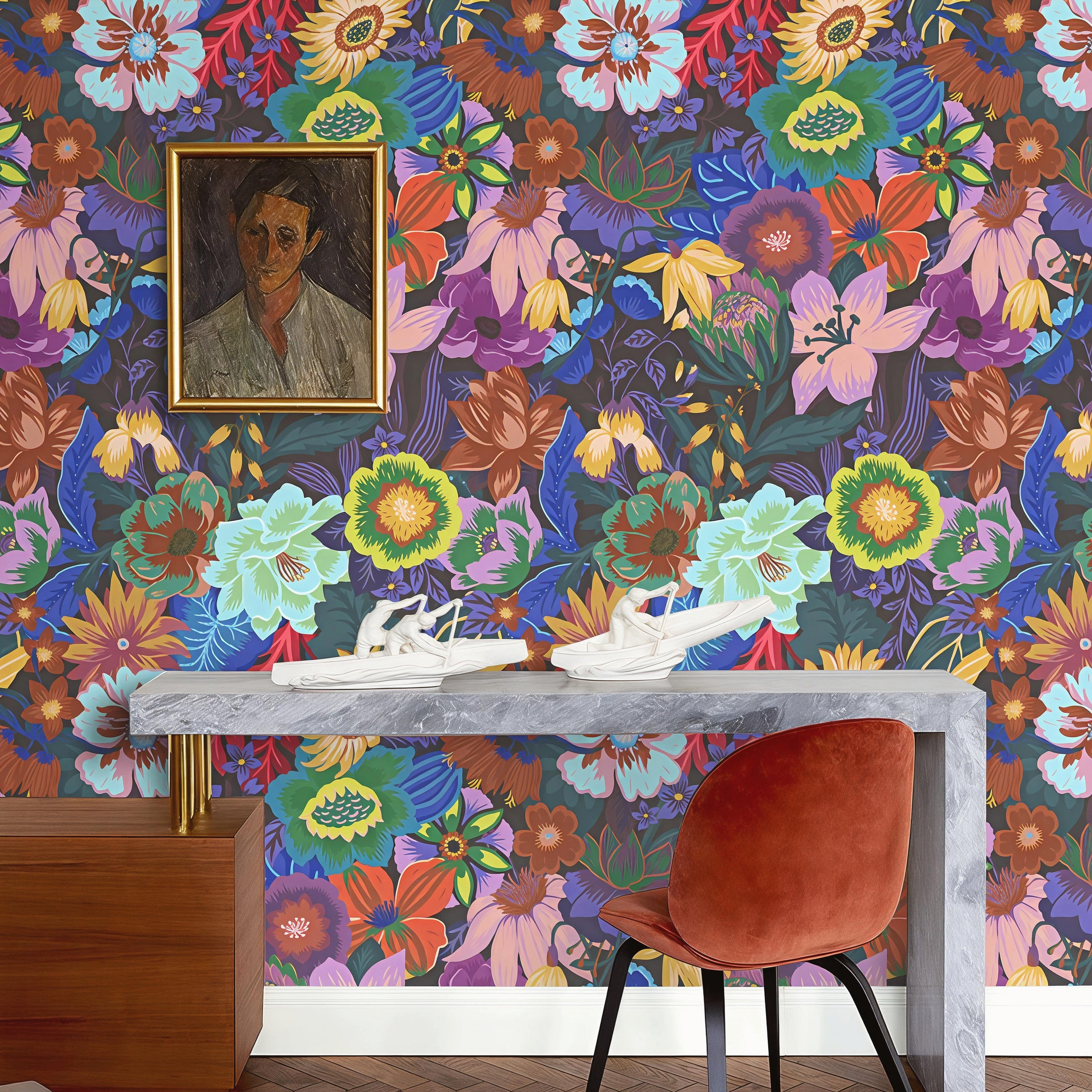 TAPETE Florale aus echtem Papier, 200x280cm, 8 Bögen - Multicolor, Papier (200/280cm) - WALLPAPERS4BEGINNERS