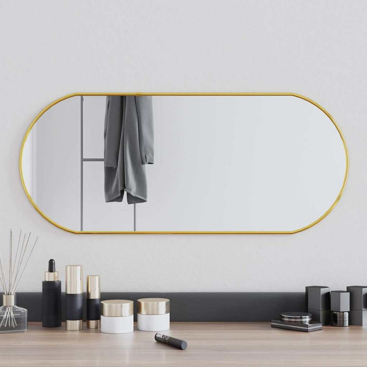 WANDSPIEGEL Golden 70x30 cm Oval - Goldfarben, Glas (30/70/1cm) - furnicato