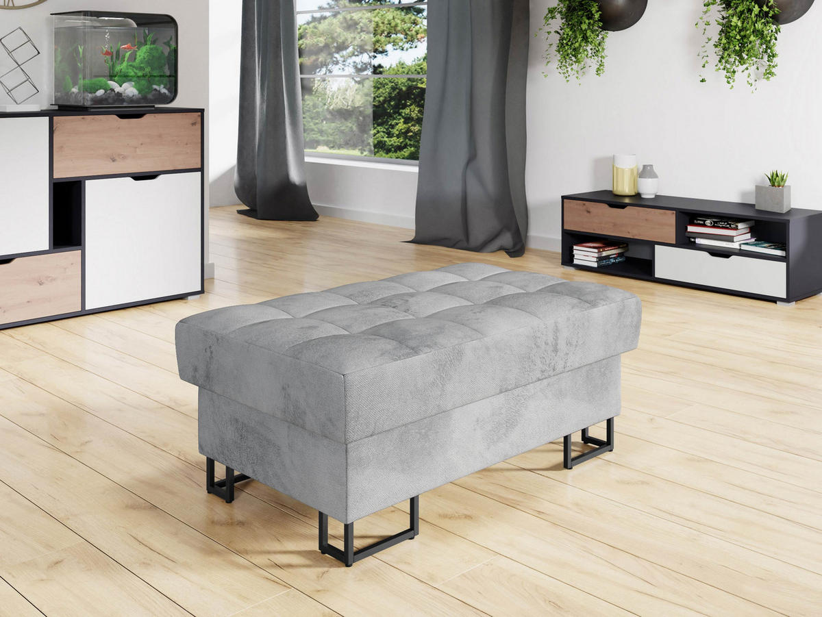 POLSTERHOCKER Laris - Schwarz/Grau, Holz/Textil (106/44/67cm) - MIRJAN24