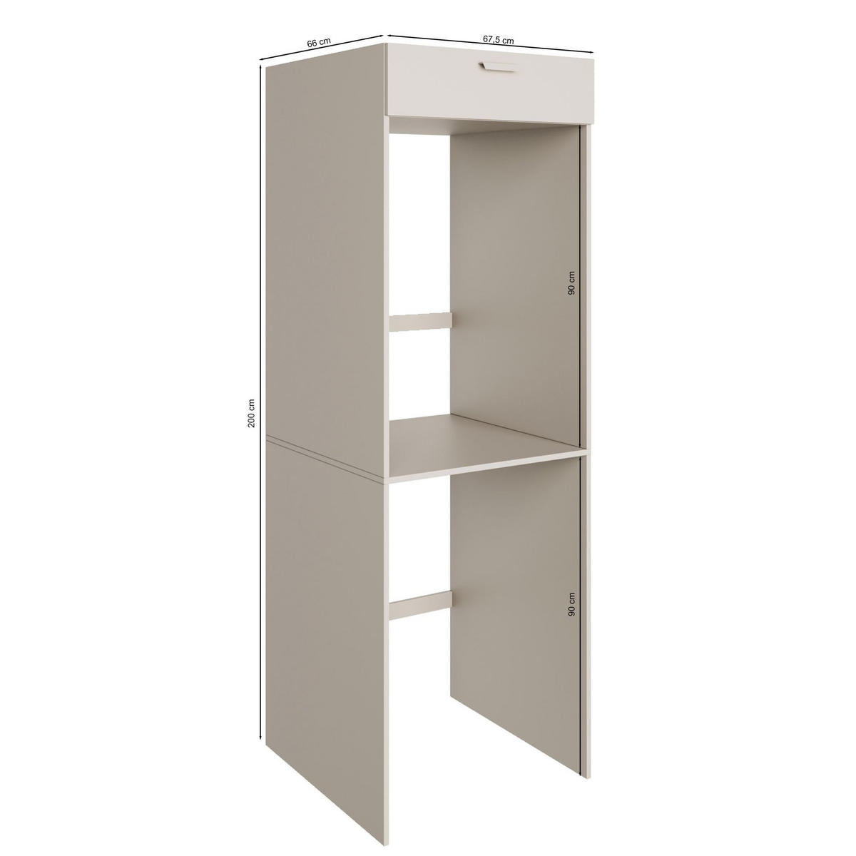 BADEZIMMERMÖBEL-SET Holv Kaschmirgrau 135 cm - Taupe, Holzwerkstoff/Metall (135/200/66cm) - Selsey