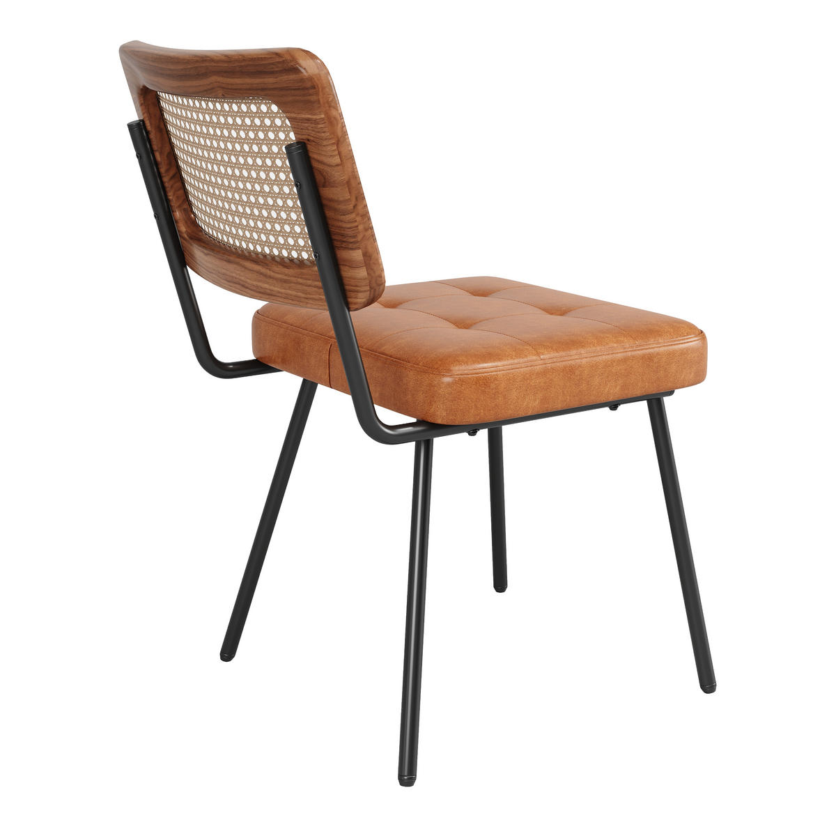 ESSZIMMERSTUHL 4-Tlg Kunstleder Rattan, Ergonomisch Retro - Braun, Metall (66/45/70.5cm) - FLIEKS