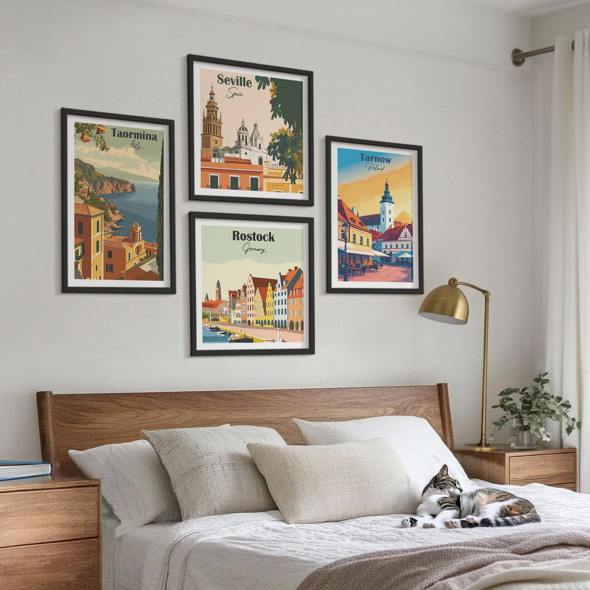WANDBILDER 4er-Set - 50x50 cm & 40x60 cm Schwarzer Rahmen - Architektur der Küstenstädte - Schwarz, Kunststoff (50/50cm) - ArtPrintCave