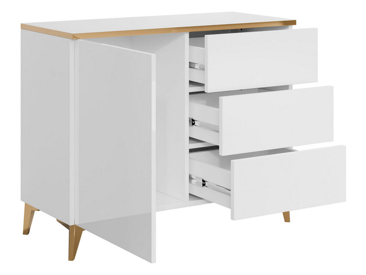 KOMBIKOMMODE Alrik 1D3S - Goldfarben/Weiß, Holzwerkstoff/Kunststoff (100/85/40cm) - MIRJAN24