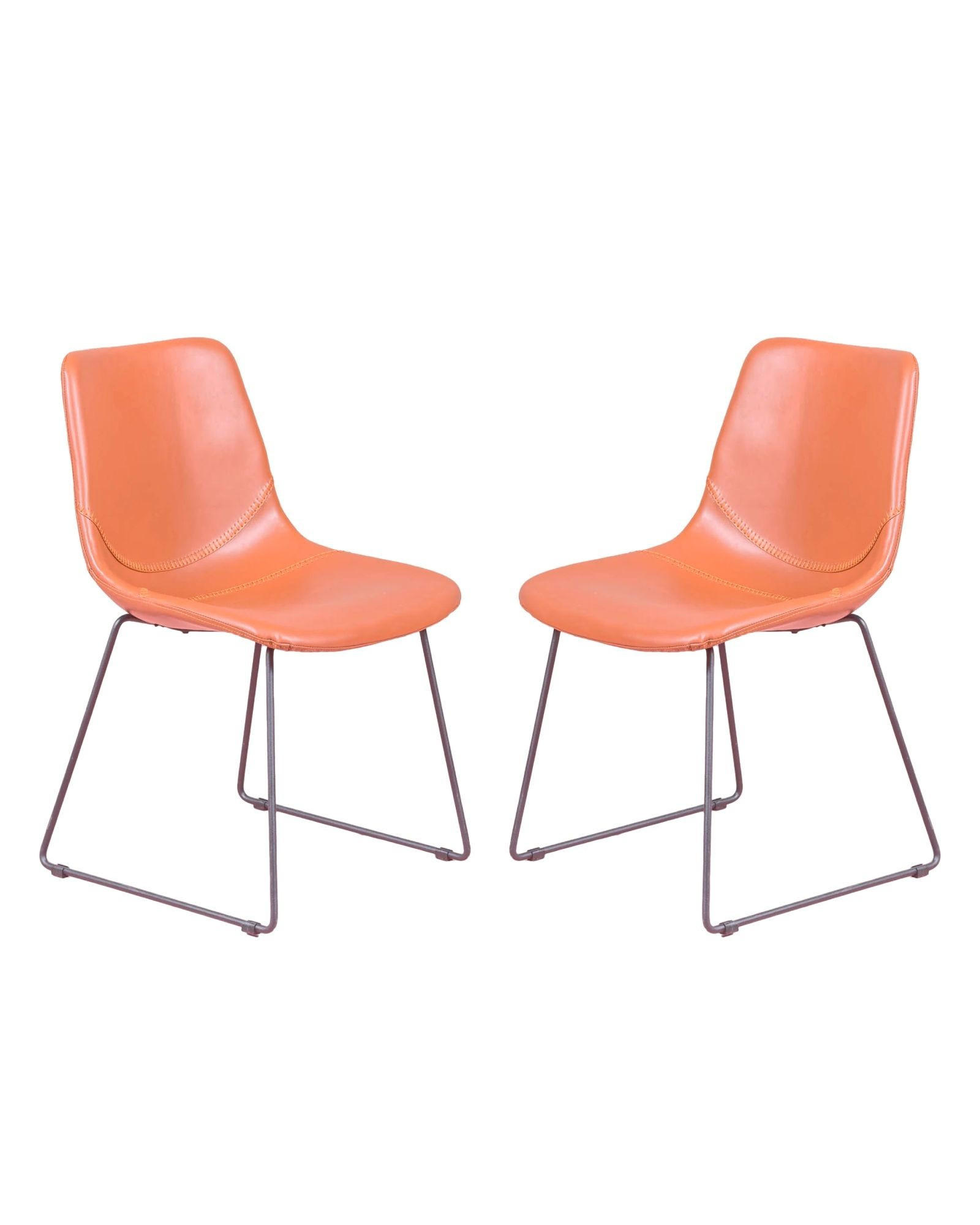 STÜHL-SET 2 Stück Kunstleder, Leder Orange - Orange, Textil (49/82/52cm) - Nest Dream