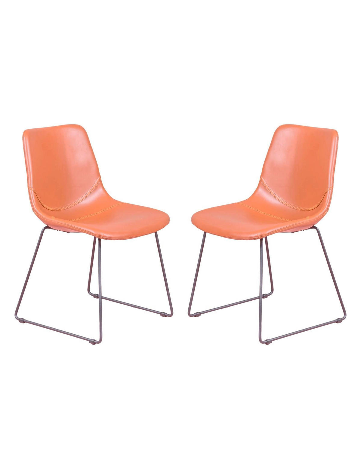 STÜHL-SET 2 Stück Kunstleder, Leder Orange - Orange, Textil (49/82/52cm) - Nest Dream