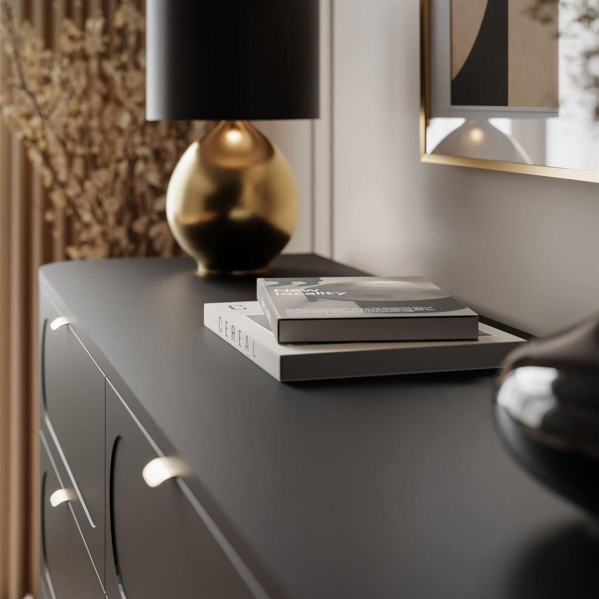 Wohnkommode SHADOW 6S mit Schubladen - Schwarz, Holzwerkstoff (138/80/40cm) - Lookway