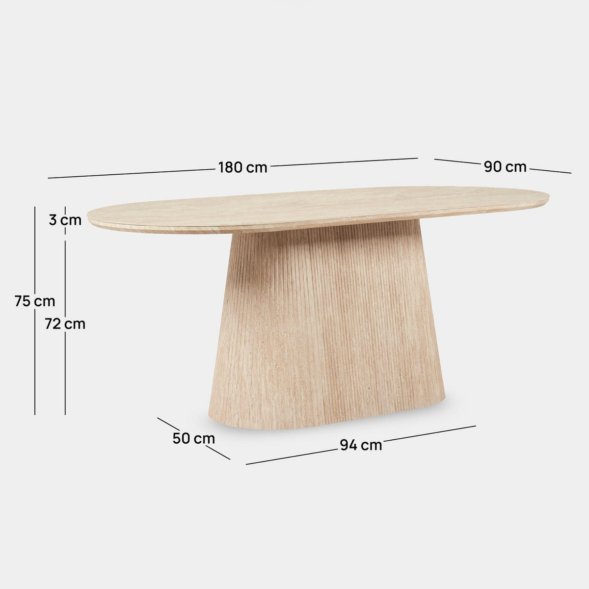 ESSTISCH Calizia Beige 180 cm x 75 cm - Beige, Holzwerkstoff (90/180/75cm) - Klast Home
