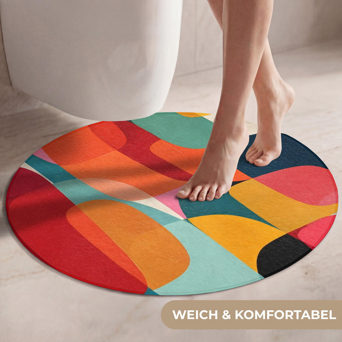 WC PŘEDLOŽKA Tvary - barevné - abstraktní - letadla 70x70 cm - různobarevná, textil/plast (70/1cm) - OnlyWow