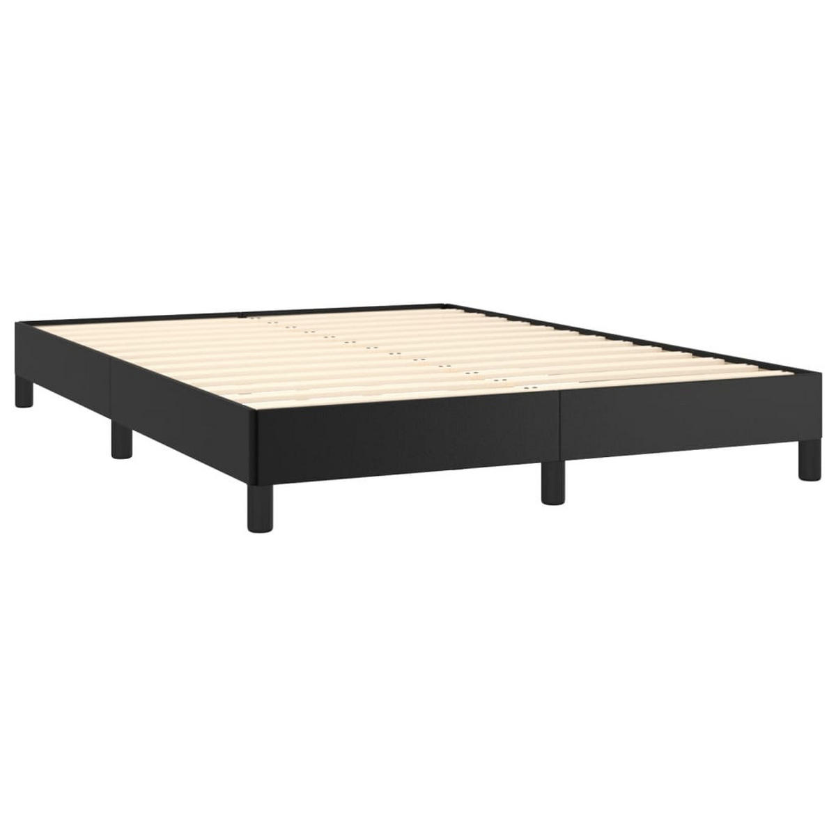 BETTGESTELL Schwarz 140x200 cm Kunstleder - Schwarz, Textil - furnicato