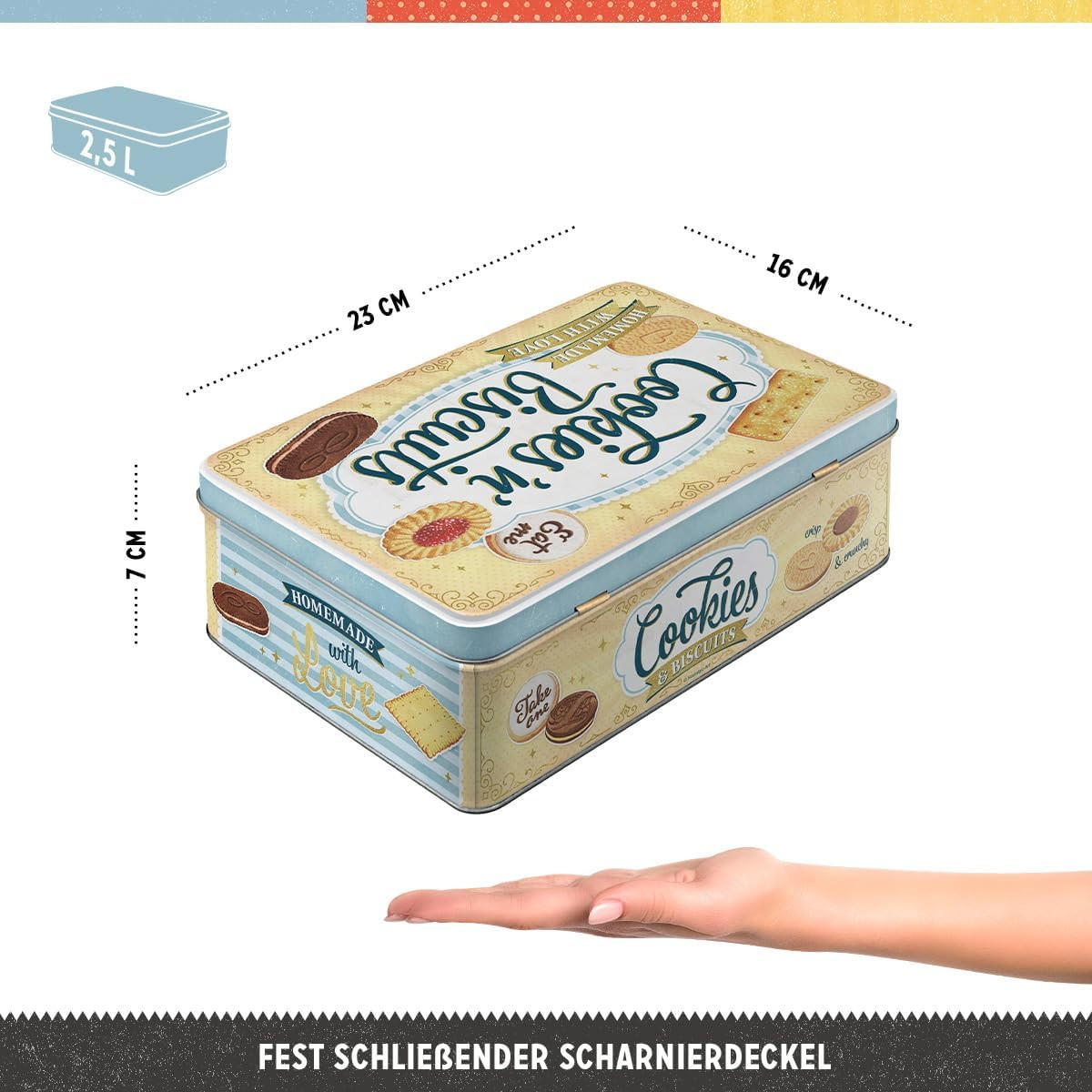 VORRATSDOSE flach Cookies 'n' Biscuits - Multicolor, Metall (23/7/16cm) - Nostalgic-Art