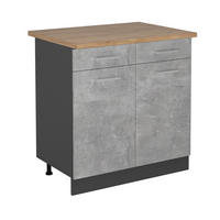 KÜCHENUNTERSCHRANK R-Line Beton 80 cm , AP Eiche - Schieferfarben/Anthrazit, Holzwerkstoff (80/81.6/60cm) - Vicco