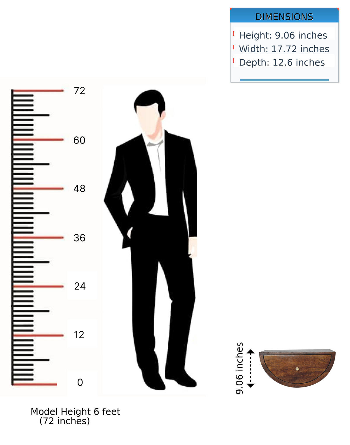 NACHTTISCH Levitate, Wandmontiert, 1 Schublade, Braun - Kastanienfarben/Messingfarben, Holz/Metall (45/23/32cm) - Artisan Furniture