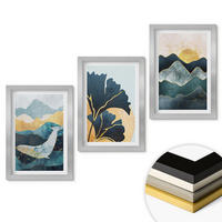 WANDBILDER 3er Set - 20x30 cm Silberner Rahmen - Abstrakte Bergansichten - Silberfarben, Kunststoff (20/30cm) - ArtPrintCave