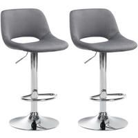 BARHOCKER 2er Set Samt dunkelgrau - Chromfarben/Dunkelgrau, Textil/Metall (42/86/46cm) - CLP