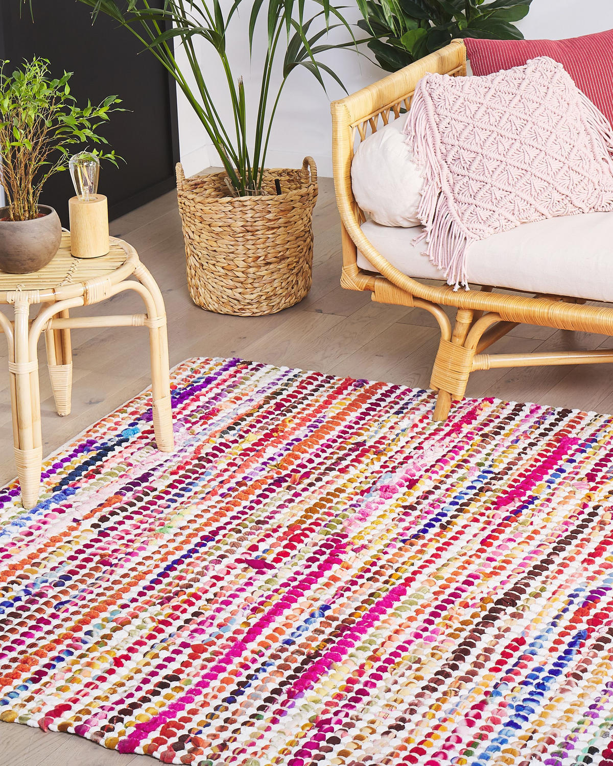 KURZFLOR-TEPPICH Bunt 160/230 cm Belen - Blau/Pink, Textil (160/230cm) - Beliani