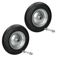 KOLO NA KOLÍČKOVÉ KÁRU, sada 2 ks s osou - černá, kov (8/35/35cm) - ECD-Germany