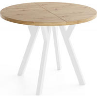 ESSTISCH Vero Weiß rund ausziehbar verlängerbar, Eiche Artisan Hellbraun 100-200/100/77 cm - Weiß/Eiche Artisan, Holz/Holzwerkstoff (100/100/77cm) - WFL GROUP