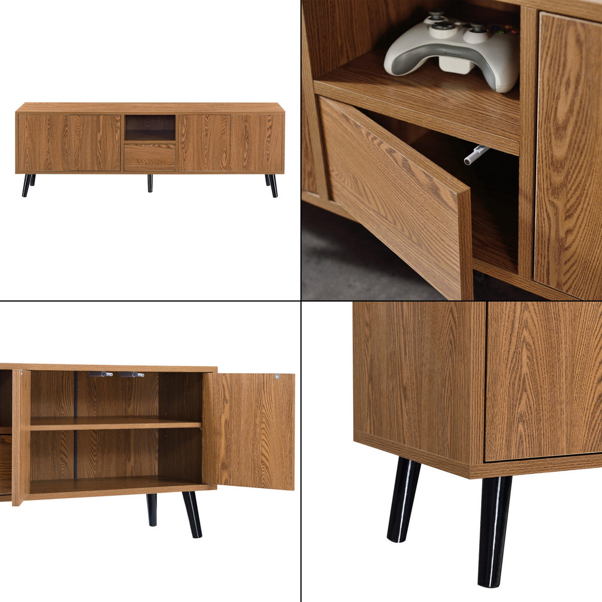 LOWBOARD Hedemora - Dunkelbraun, Holz/Holzwerkstoff (140/45.5/30cm) - [en.casa]