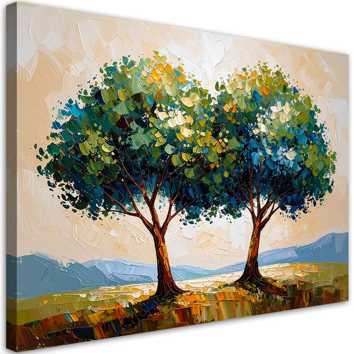 LEINWANDBILD Grüne Bäume Landschaft 120x80cm - Grün, Textil (120/80cm) - Feeby