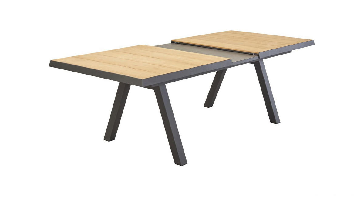 GARTENTISCH Texas 200/260x100x75cm, Teakholz, Anthrazit - Anthrazit, Holz (100/260/75cm) - dasmöbelwerk