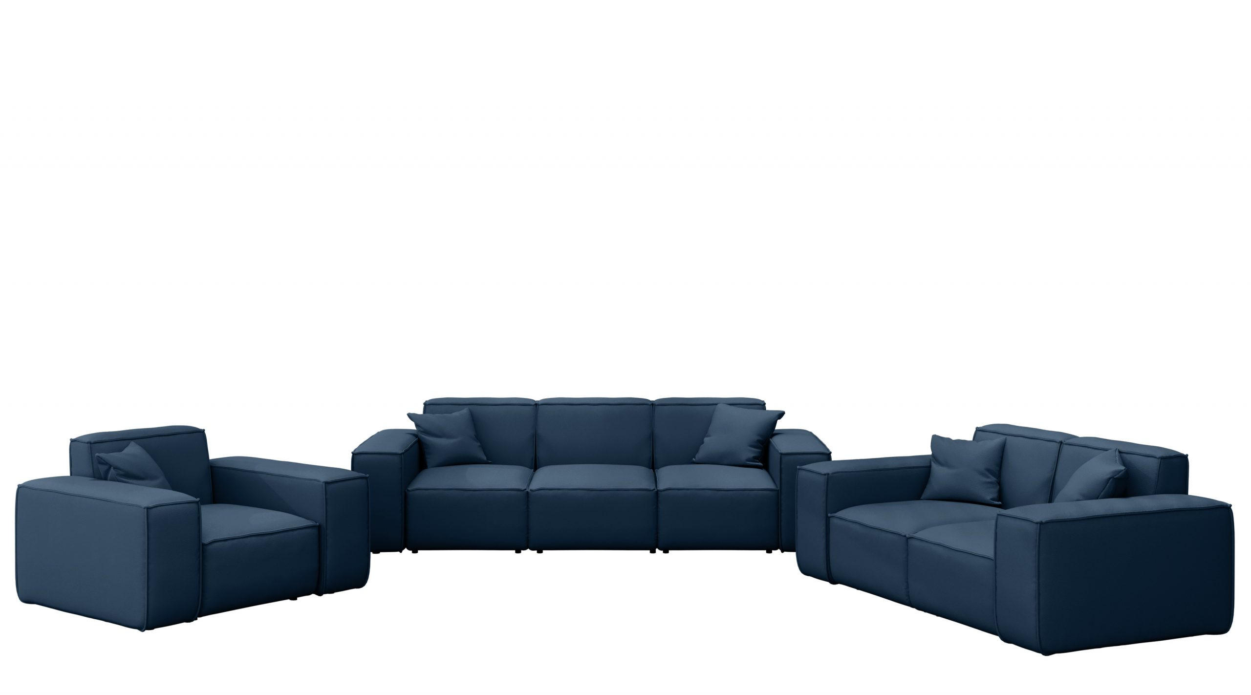 LOUNGEGARNITUR 3 2 1 Gartenmöbel, MALIBU Stoff Odyssey Marineblau - Dunkelblau, Holz - Kaiser Möbel
