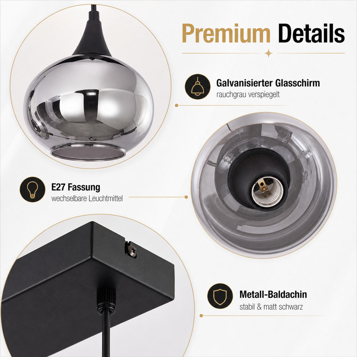 PENDELLEUCHTE Glornax 126/20/150 cm - Schwarz, Glas/Metall (126/20/150cm) - ZMH