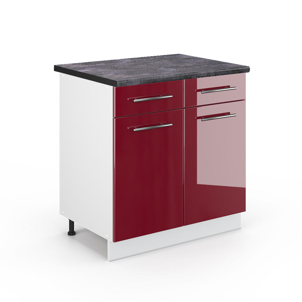 KÖKSUNDERSKÅP Fame-Line Bordeaux högblank 80 cm , AP Antracit Bordeaux, Vit 82/80/60 cm