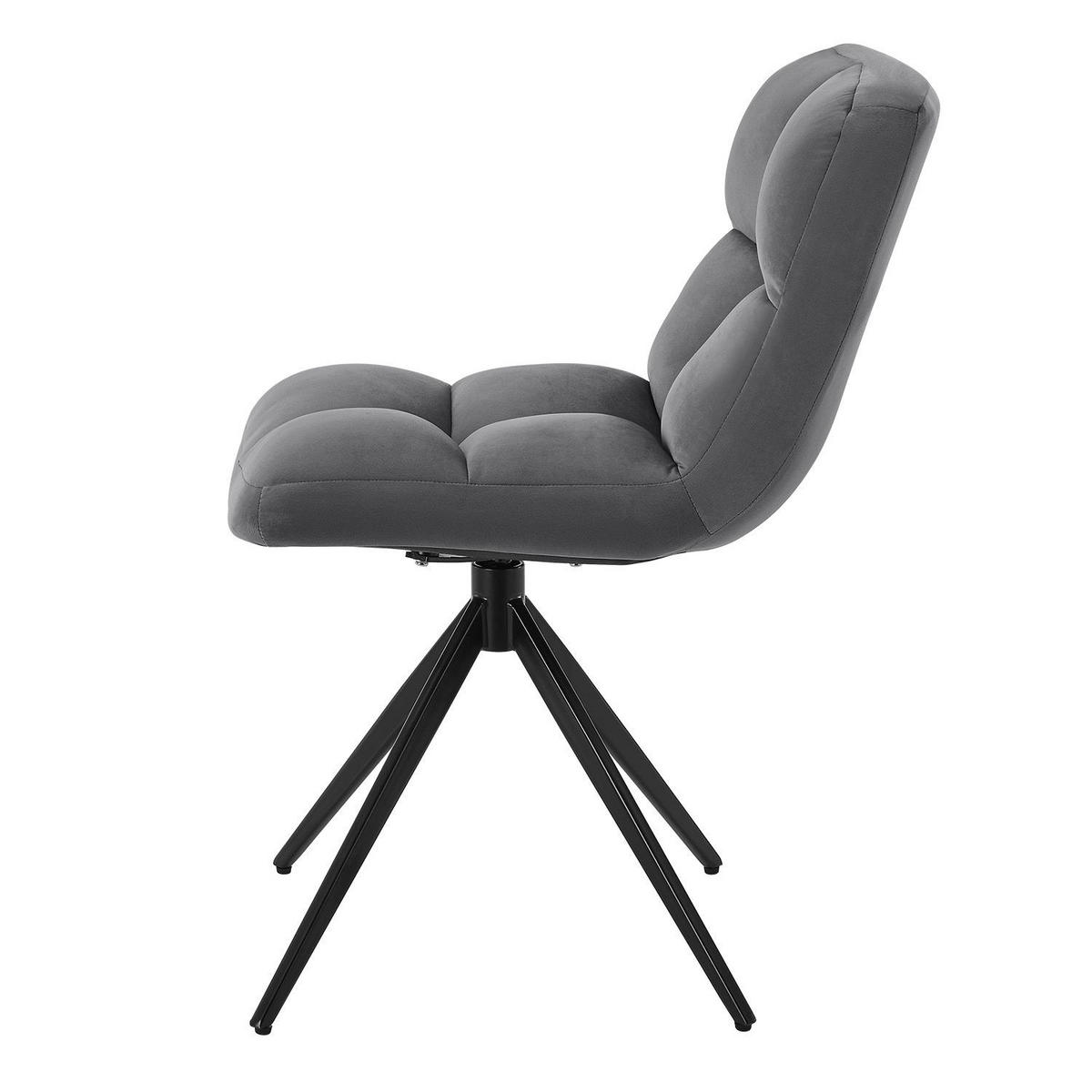 DREHSTUHL Dallas samt dunkelgrau (2er-Set) - Dunkelgrau, Textil (45/84/45cm) - Juskys
