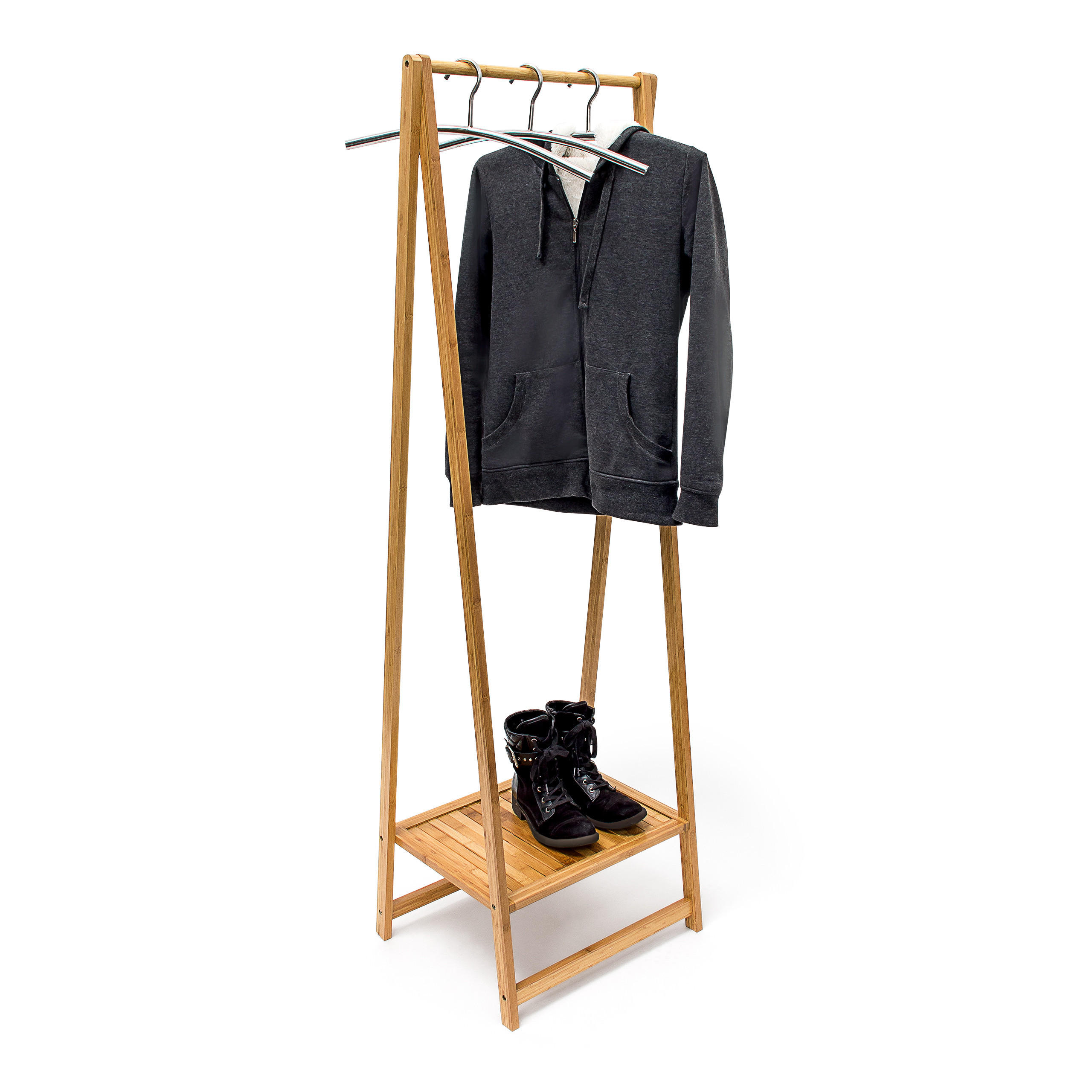 Relaxdays VĚŠÁK Přírodní bambus se stojanem na boty 158,5 cm