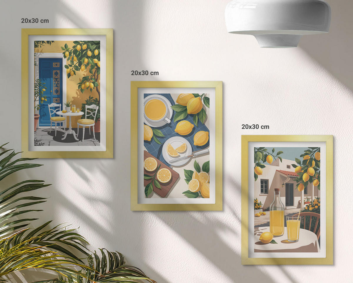 WANDBILDER 3er Set - 20x30 cm Goldrahmen - Patio Sun Limonade - Goldfarben, Kunststoff (20/30cm) - ArtPrintCave