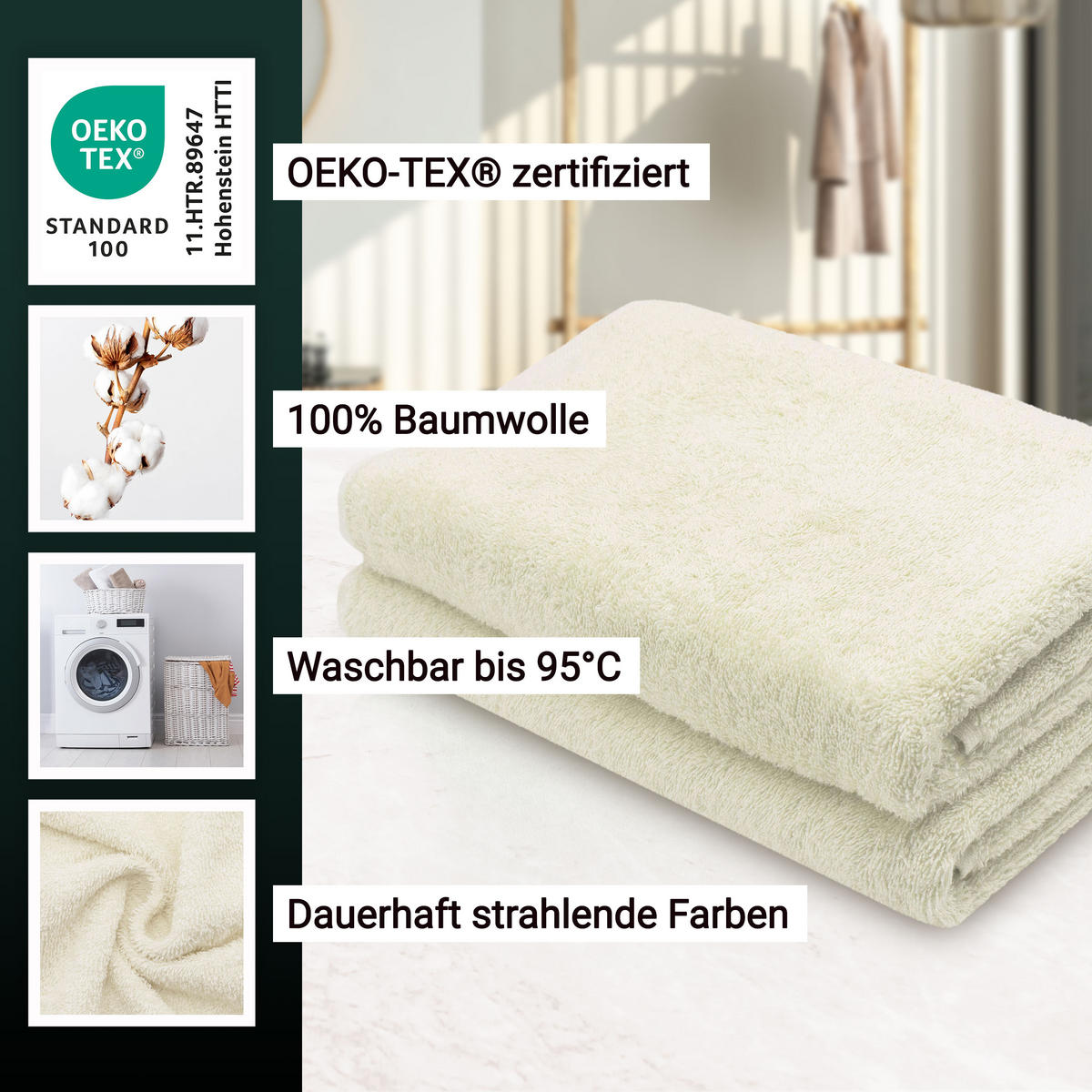 DUSCHTÜCHER, 2er-Set, 70x140 cm, 100% Baumwolle, Braun - Creme, Textil (70/140cm) - Zollner
