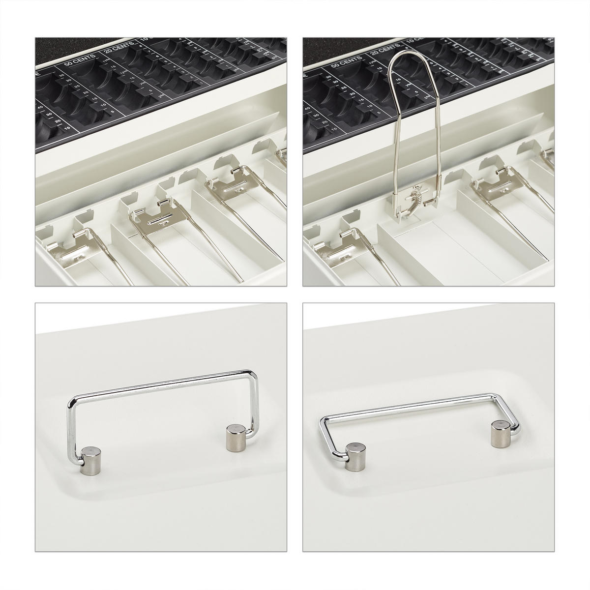 GELDKASSETTE Euro-Münzzählbrett - Weiß, Kunststoff/Metall (30.5/8.5/24.5cm) - Relaxdays