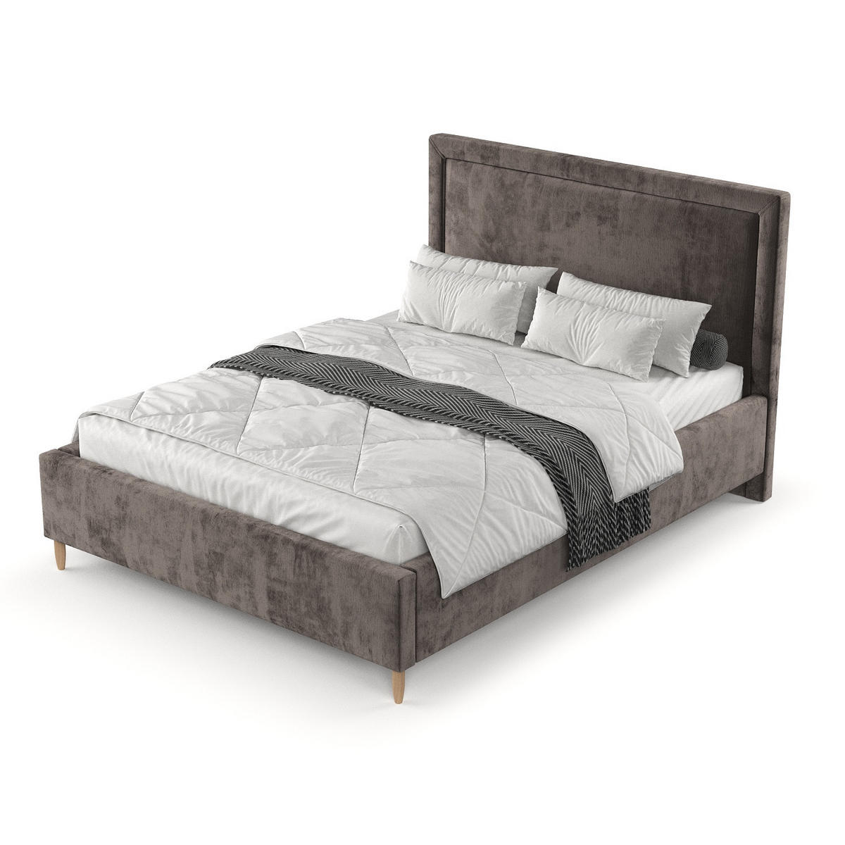 POLSTERBETT Vega 160/200 cm Braun im Lotta Stoff - Naturfarben/Braun, Holz/Holzwerkstoff (160/200cm) - AltaBeds