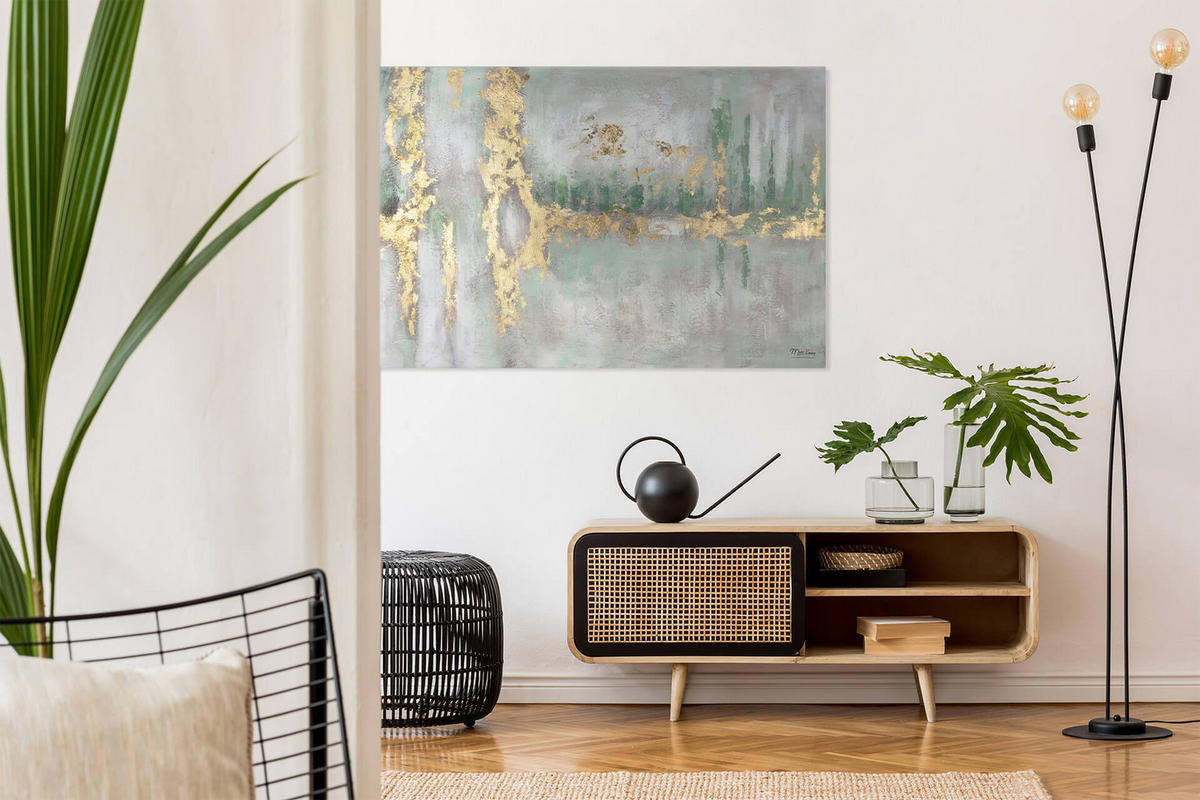 ÖLGEMÄLDE 120/80 cm - Grün, Holz/Textil (120/80cm) - KUNSTLOFT