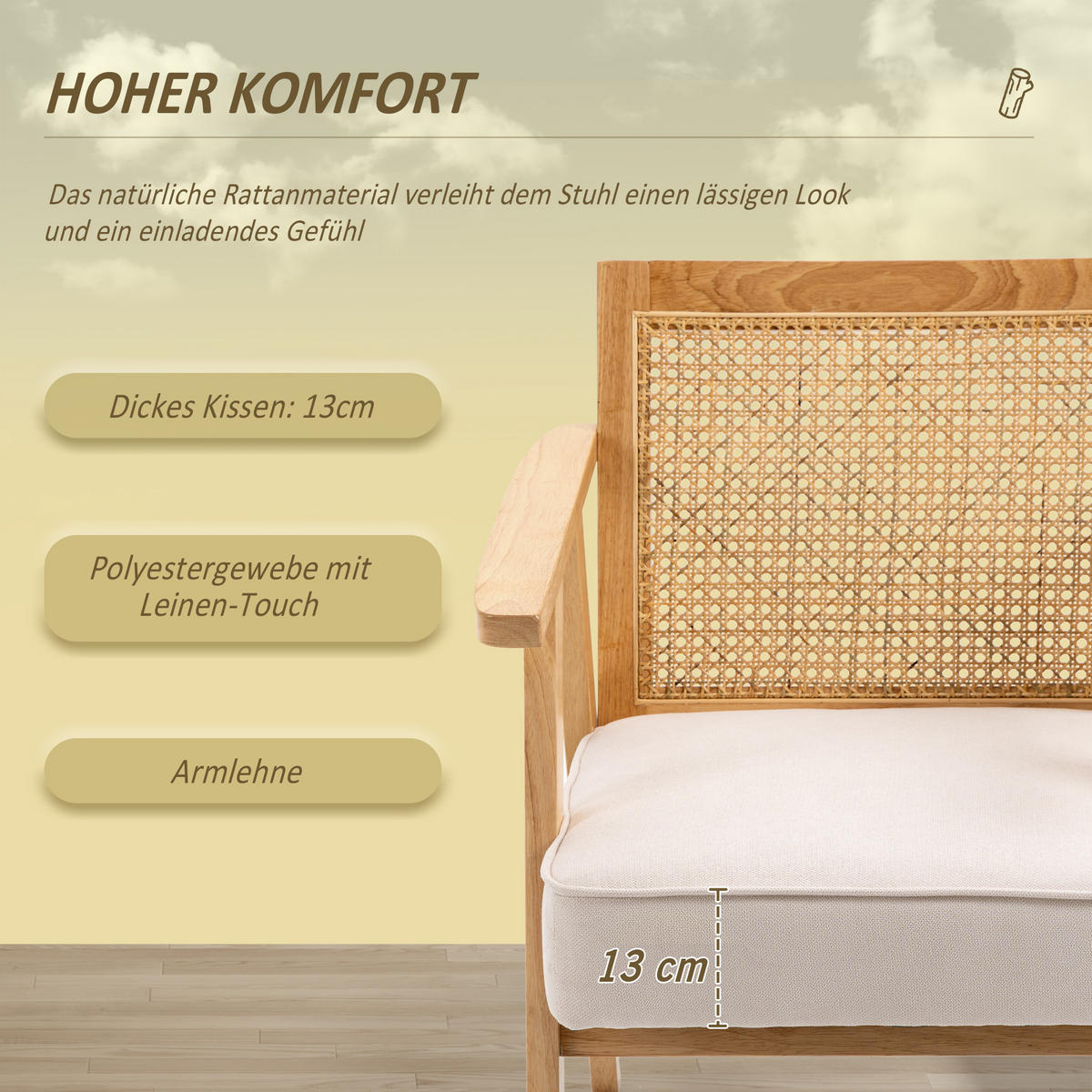 ARMLEHNSTUHL Creme 69.0/63.0/78.0 cm - Creme, Textil (63/78/69cm)