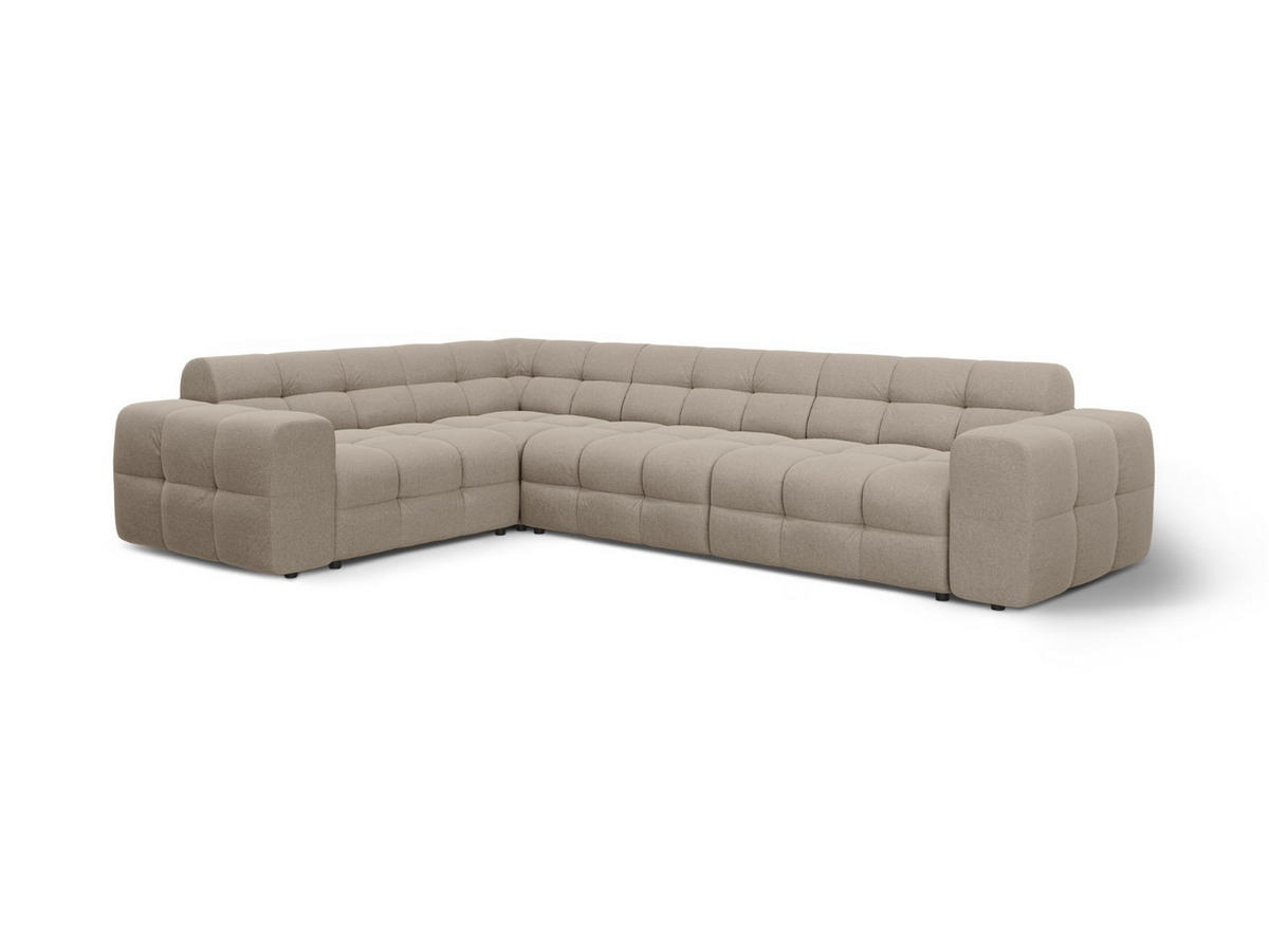 ECKSOFA links Kendal aus strukturiertem Stoff dunkelbeige 6 Sitzplätze - Mokka, Textil (231/332cm) - Micadoni