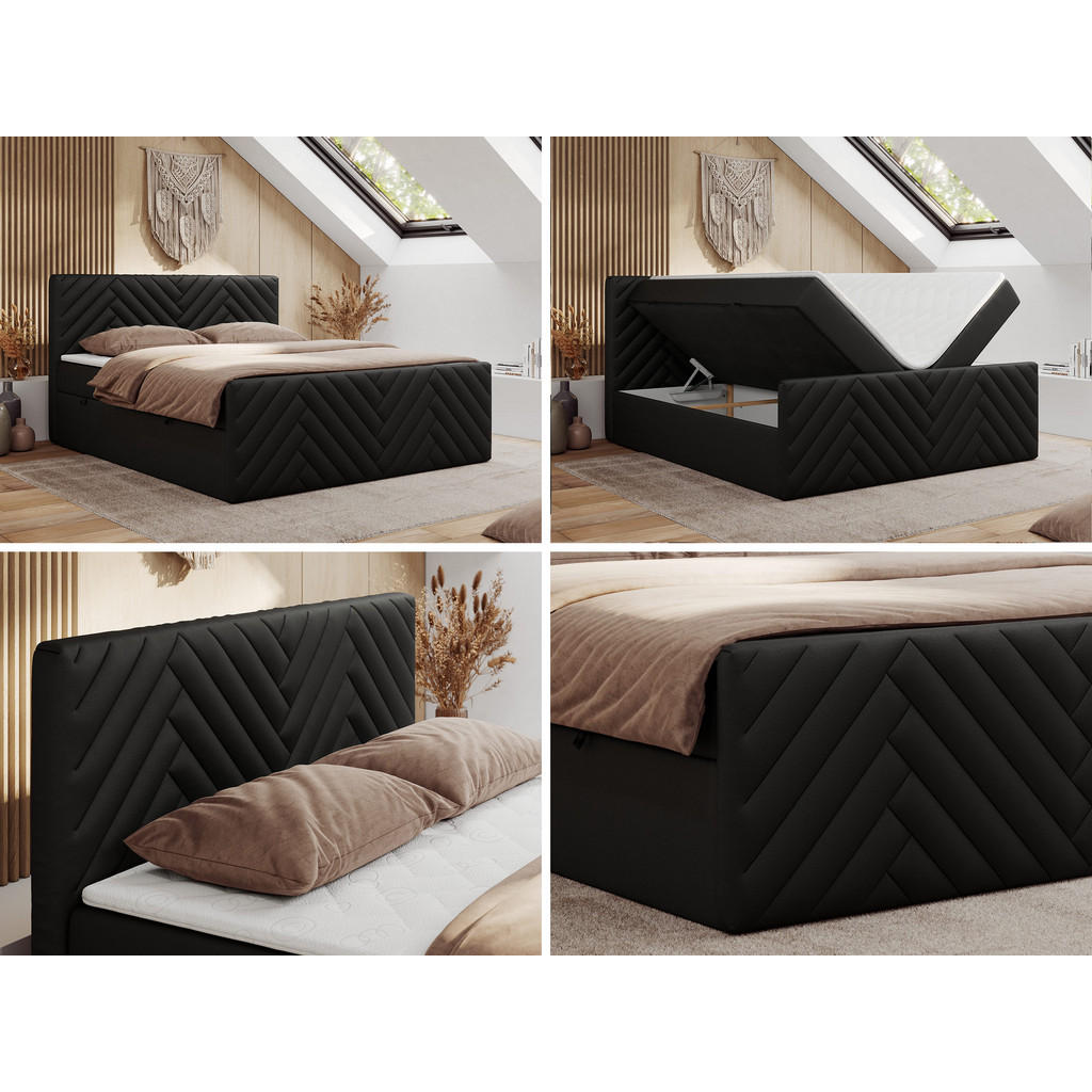 Thumbnail - MKS Boxbett, Schwarz, Textil, 2-Sitzer, H3, 7-Zonen, Rechteckig, 180x200 cm, Oeko-Tex®, Schlafzimmer, Betten, Boxspringb...