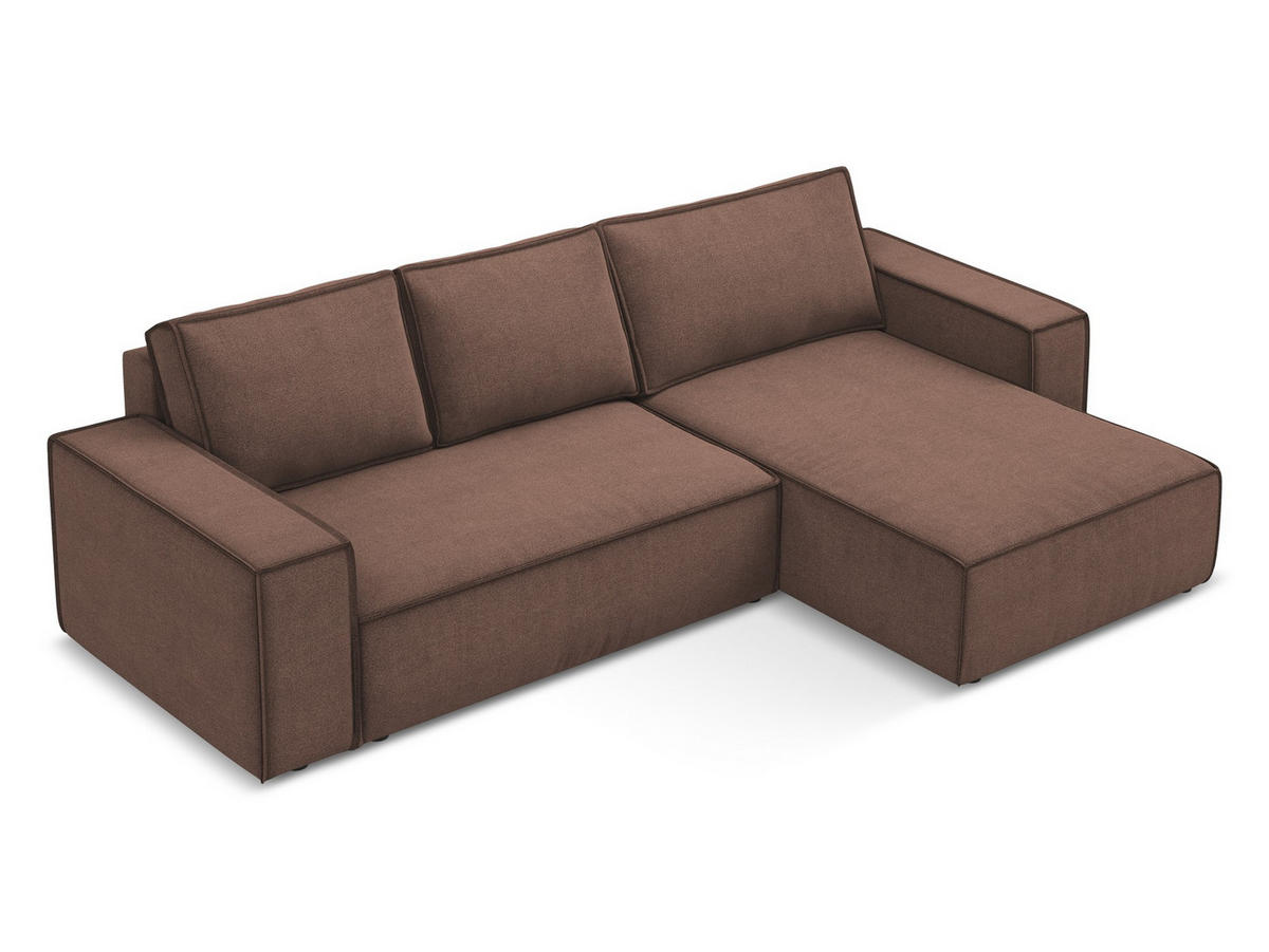 ECKSOFA mit Schlaffunktion Strukturstoff Stoff Pink - Pink/Hellrosa, Kunststoff/Textil (290/185cm) - Makamii