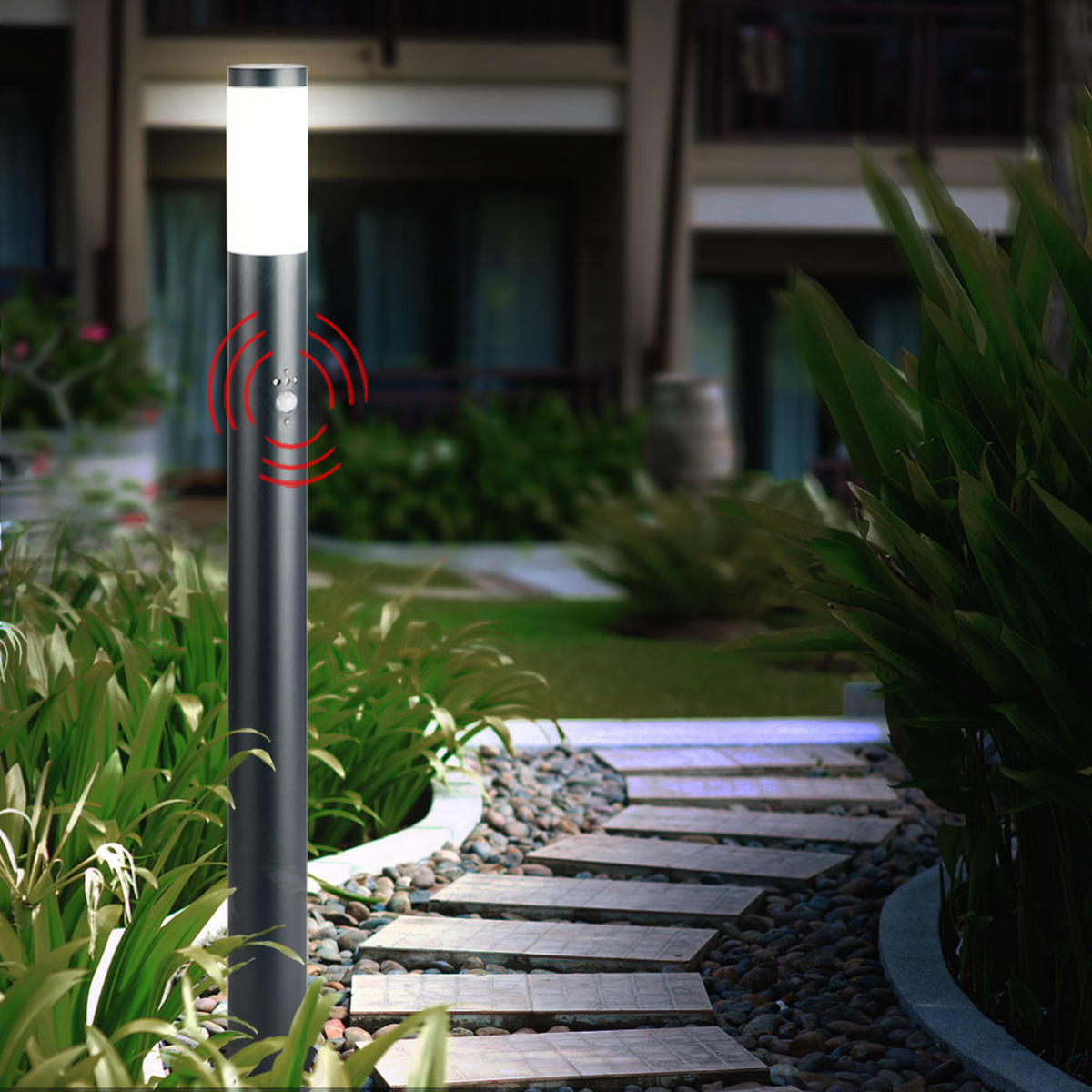 LED WEGELEUCHTE Edelstahl Silber - Anthrazit, Metall (12.7/12.7/110cm) - Globo Lighting