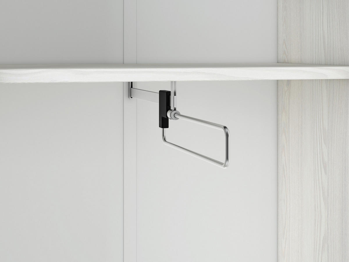 GARDEROBENSCHRANK Hyga Pinie weiß / anthrazit 54 / 34 / 198cm - Weiß/Grau, Holz/Holzwerkstoff (54/198/34cm) - Feldmann-Wohnen