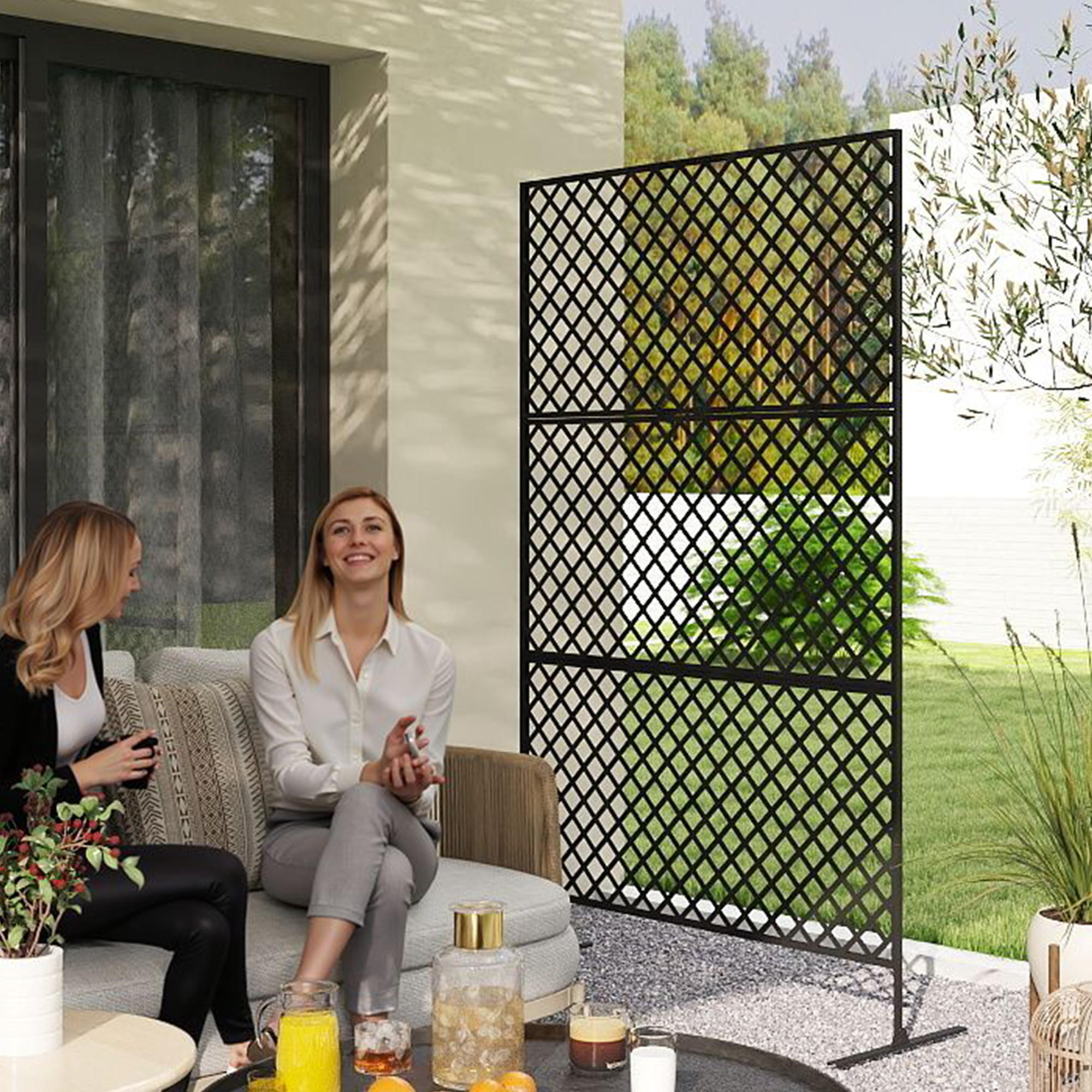 RAUMTEILER 3-teilig 122x 198 cm - Schwarz, Metall (45/198cm) - Outsunny