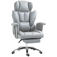 BÜROSTUHL mit Liegefunktion, ergonomisch Schreibtischstuhl, Drehstuhl Hellgrau - Chromfarben/Hellgrau, Textil/Metall (65/128/74cm) - HOMCOM