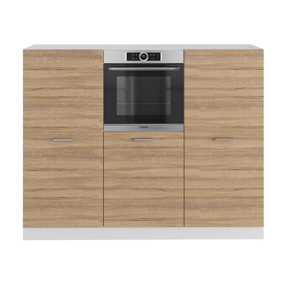 KÜCHENBLOCK R-Line Sonoma/Weiß 180 cm ohne AP - Weiß/Sonoma Eiche, Holzwerkstoff (180/81.6/46cm) - Vicco