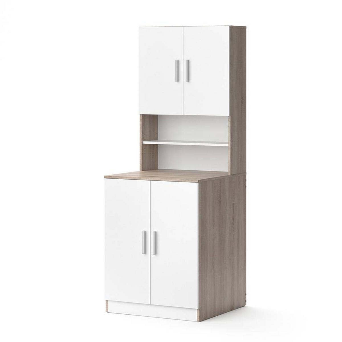 WASCHMASCHINENSCHRANK Liana Beton 70.5 x 190.5 cm - Weiß/Grau, Holzwerkstoff (70.5/190.5/70cm) - Vicco