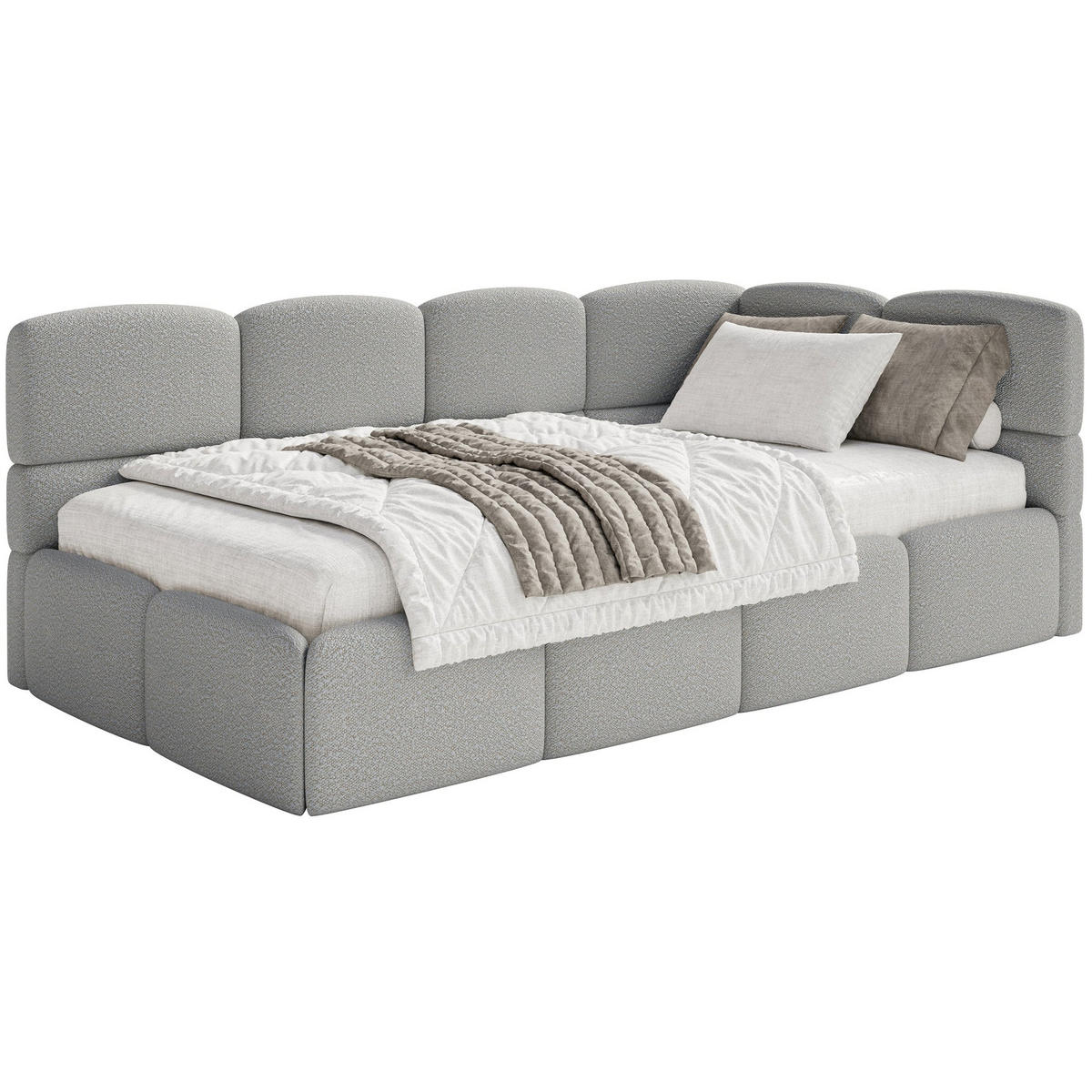 JUGENDBETT Cloudy Grau 120 cm, Bouclé - Schwarz/Grau, Kunststoff/Textil (120/200cm) - Selsey