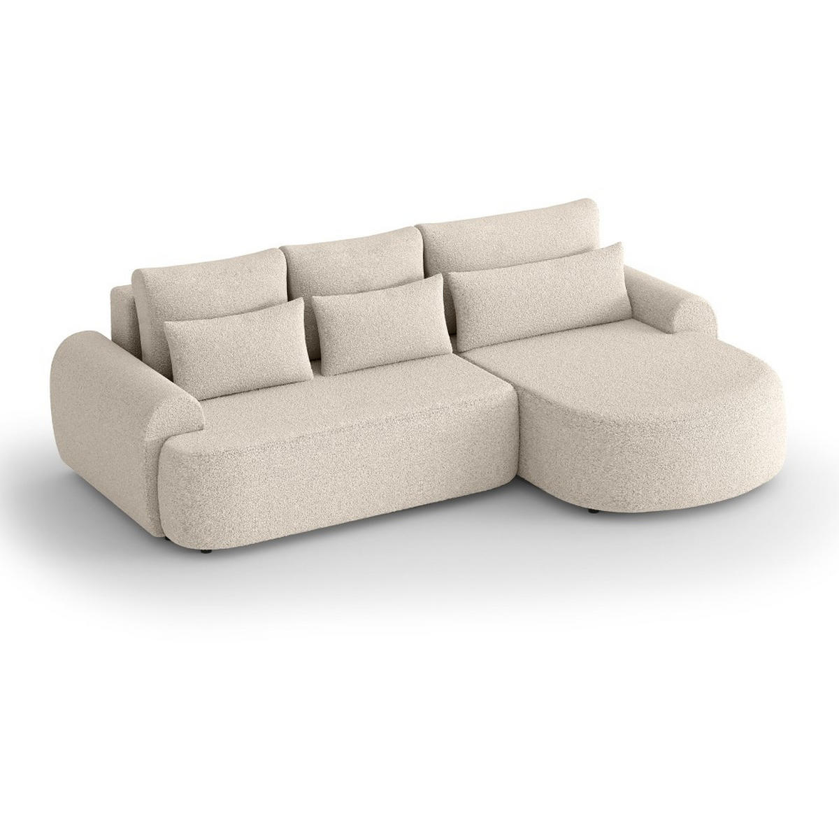 ECKSCHLAFSOFA Olivio L Beige, rechts - Beige/Schwarz, Kunststoff/Textil (266/170cm) - Beautysofa