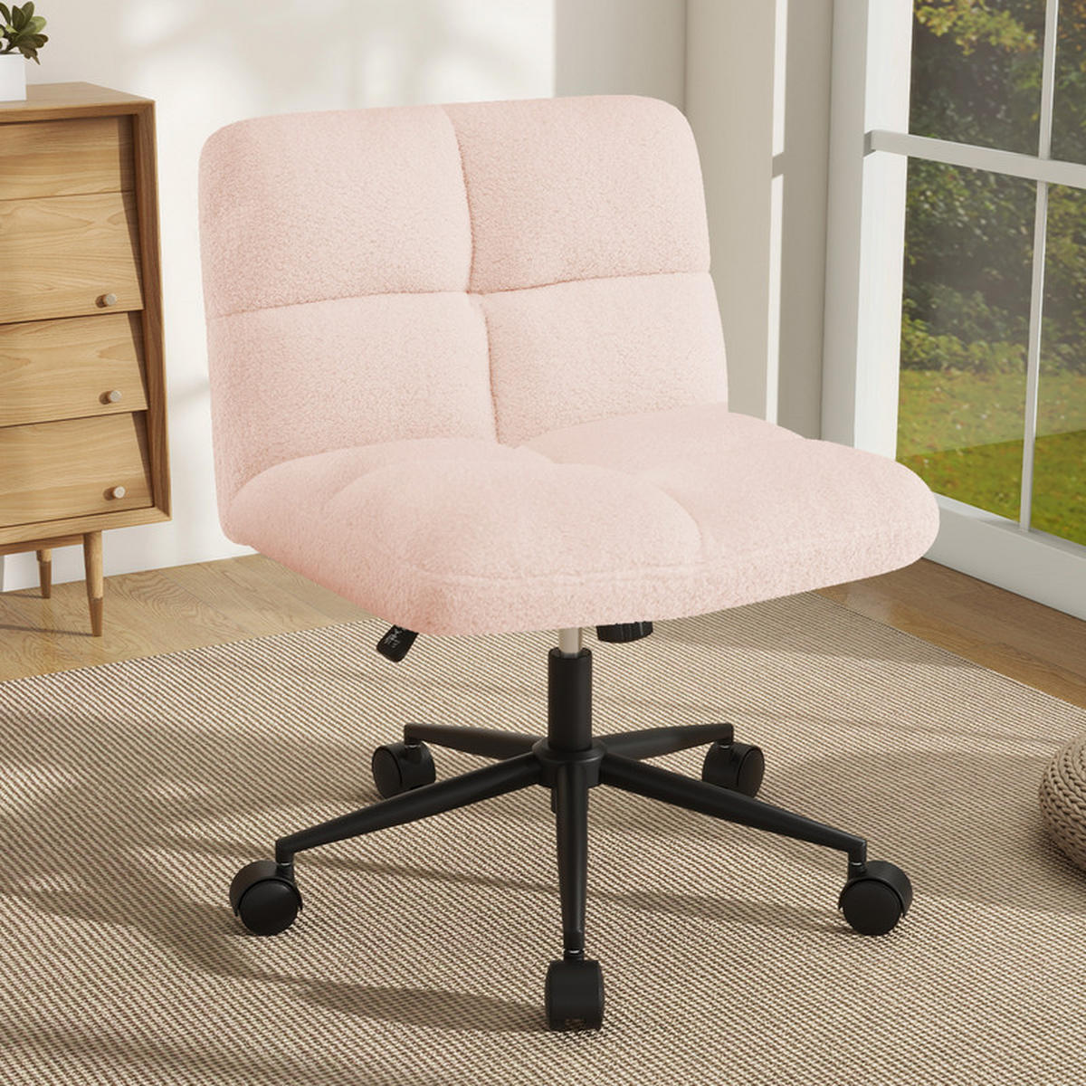 SCHREIBTISCHSTUHL Rosa - Pink, Metall (73/79/69cm) - COSTWAY