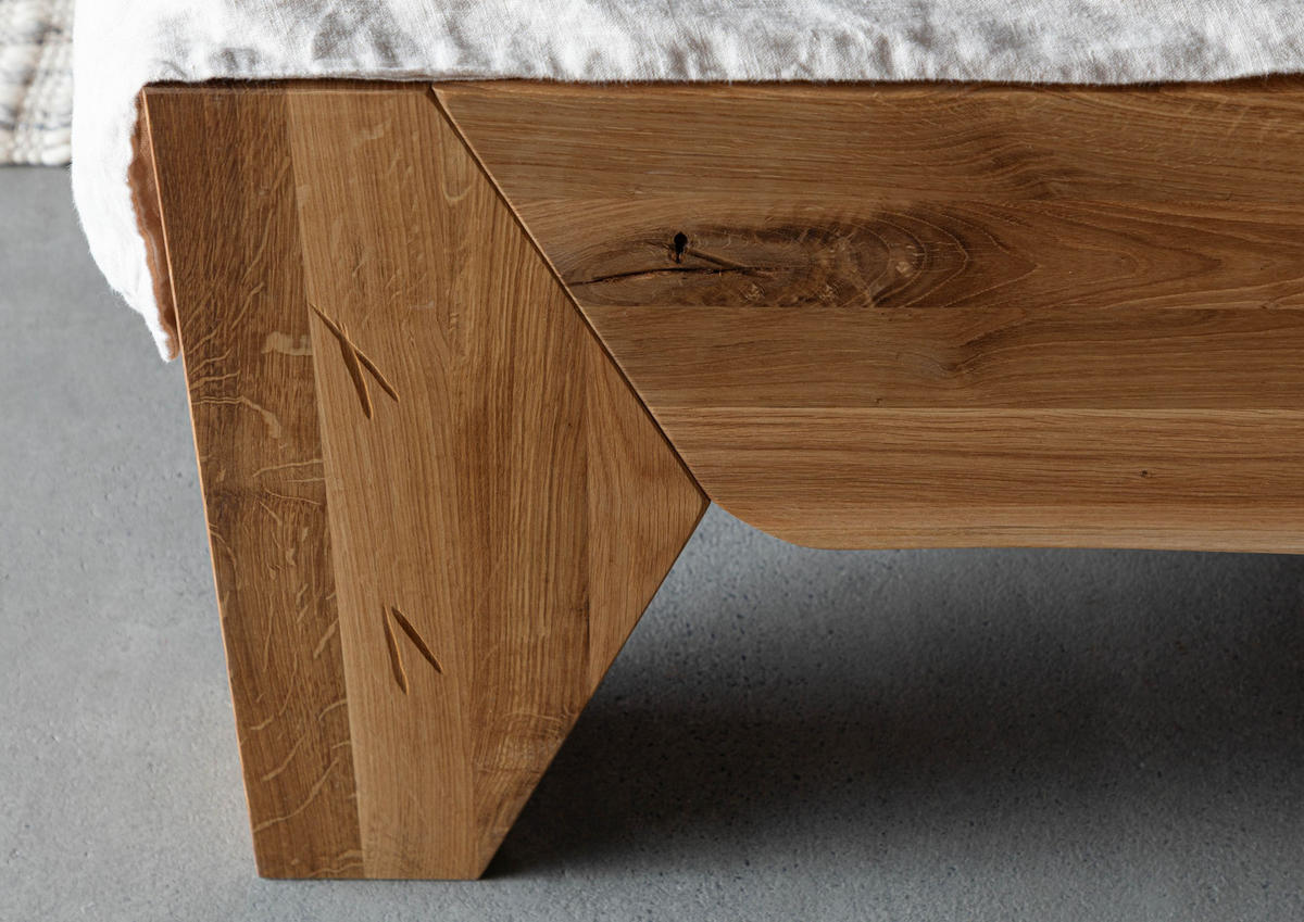 HOLZBETT Wildeiche 180x200 natur geölt PURE OAK #115 - Braun, Holz (180/200cm) - Massivmoebel24